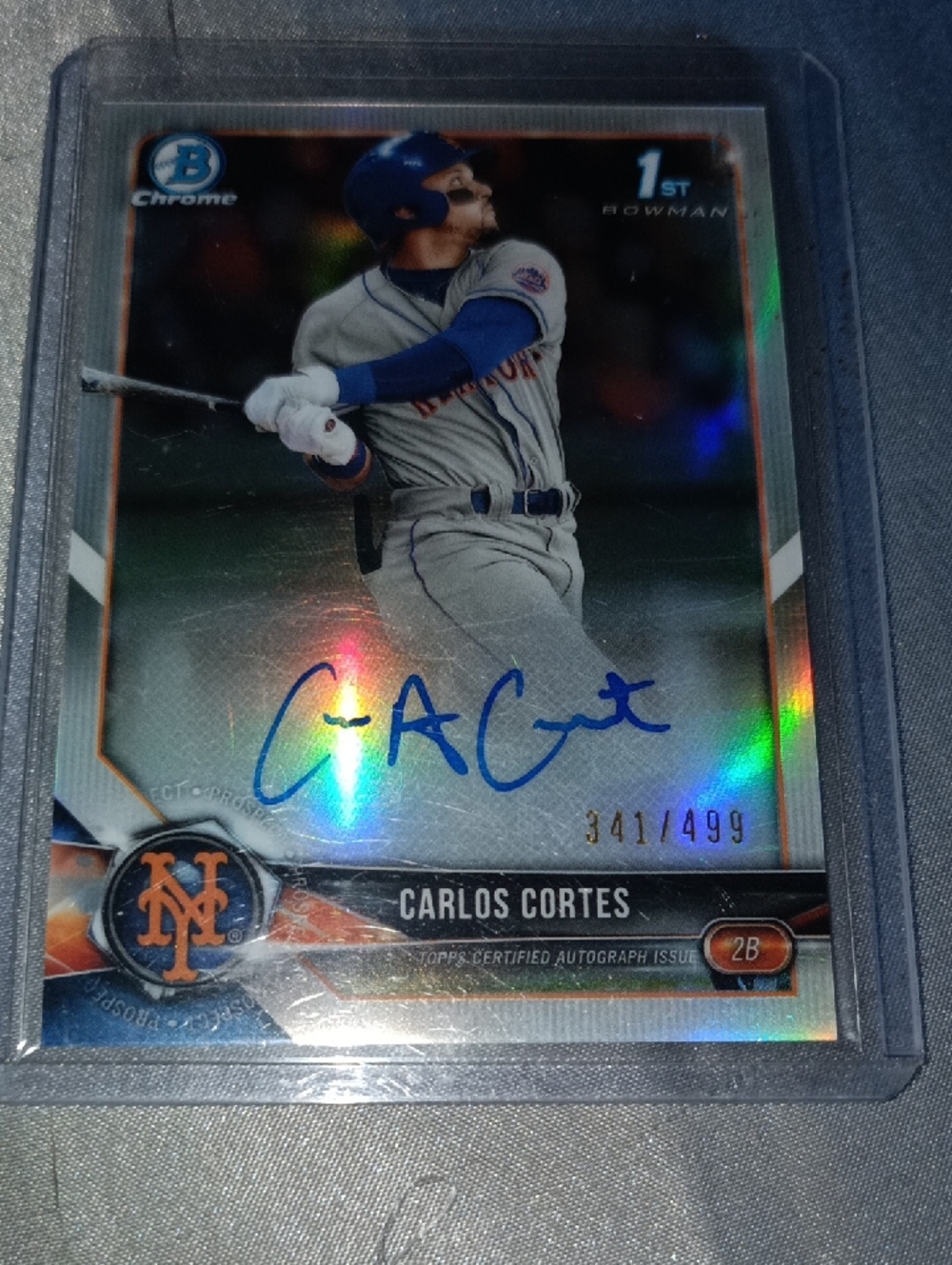 Topps Carlos Cortes Baseball Card - Blue/Orange/Black RC /499 Refractor